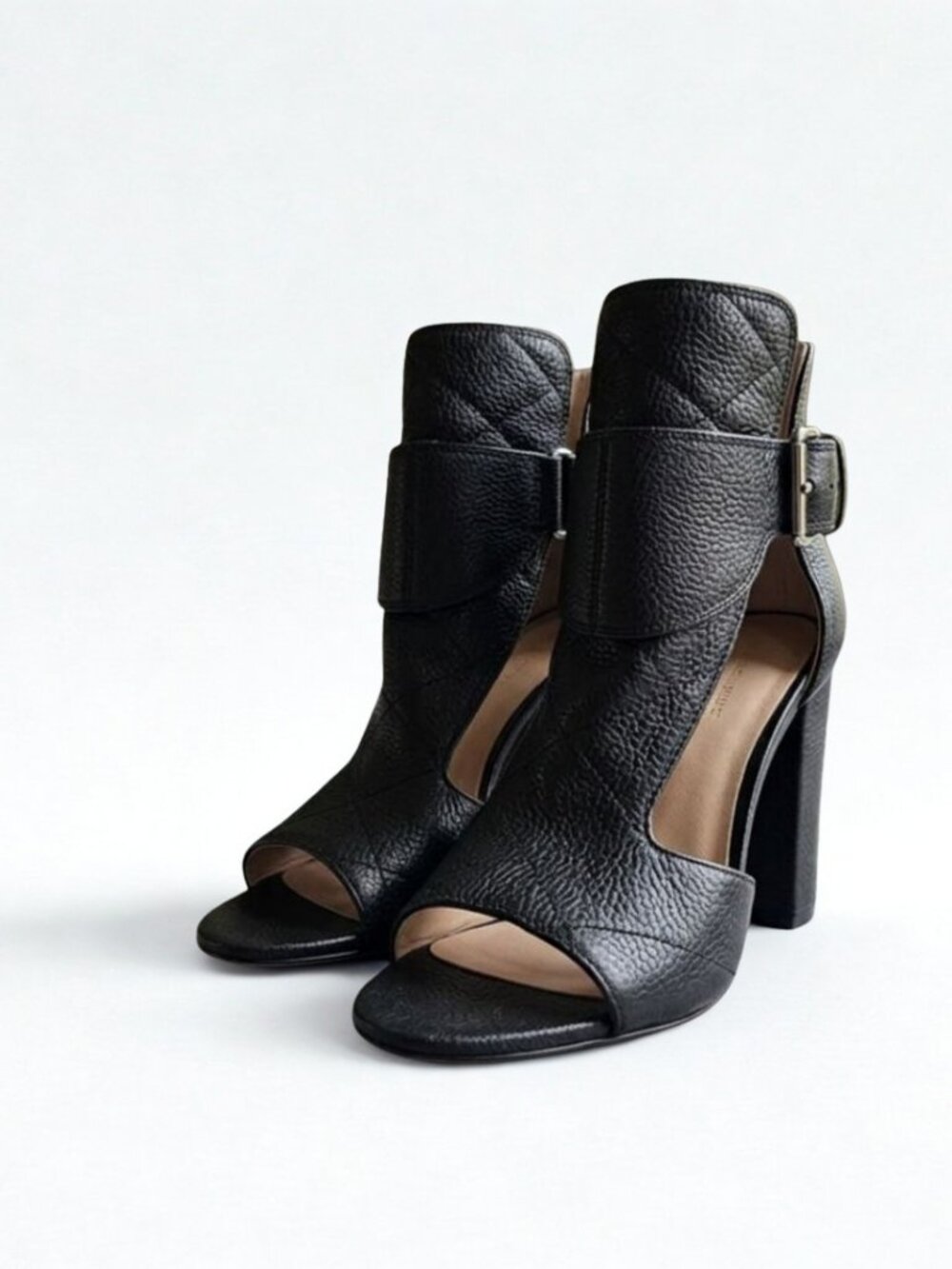 Laurence Dacade Black Quilted Leather "Rush" Cutout Bootie Sandals Size EU 39